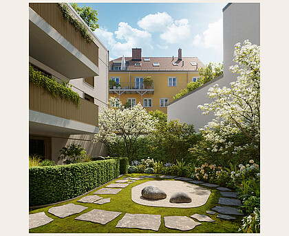Green Courtyard Garden - L'ISAR New Apartment Building on Zeppelinstrasse in Munich